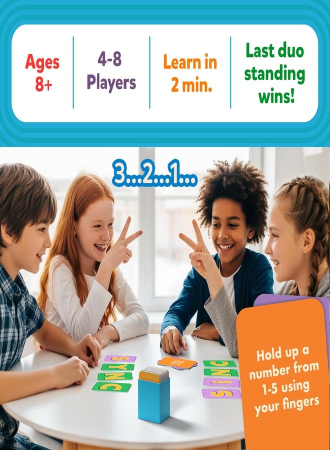 Gouda Games لعبة "التزامن أو الغرق" - لعبة ورق عائلية مرحة للأطفال والمراهقين والبالغين، تحدٍّ سريع الإيقاع يعتمد على مطابقة الأفكار بين الشريكين، لعبة مفضلة في الحفلات وليالي الألعاب، هدية مناسبة للأعمار من 8 إلى 8 سنوات، من 4 إلى 8 لاعبين. - Image 5